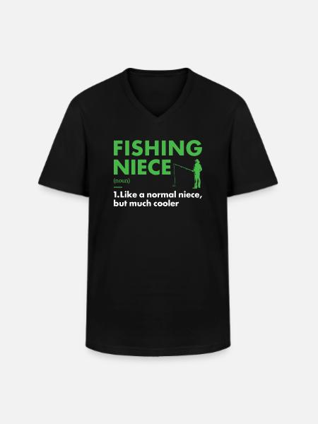 Fisher Niece Definition Fishing - Men's V-Neck T-Shirt - black