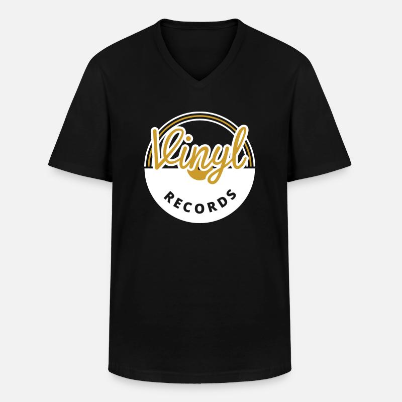 Schallplatten - Männer-T-Shirt mit V-Ausschnitt - Schwarz