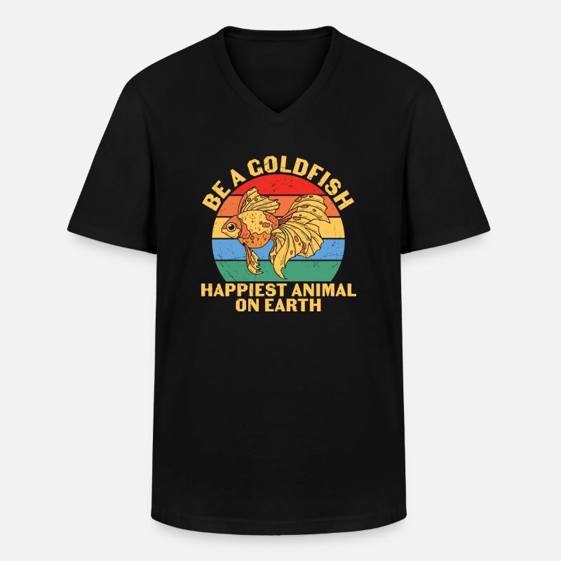 Sei ein Goldfisch glücklichstes Tier - Männer-T-Shirt mit V-Ausschnitt - Schwarz