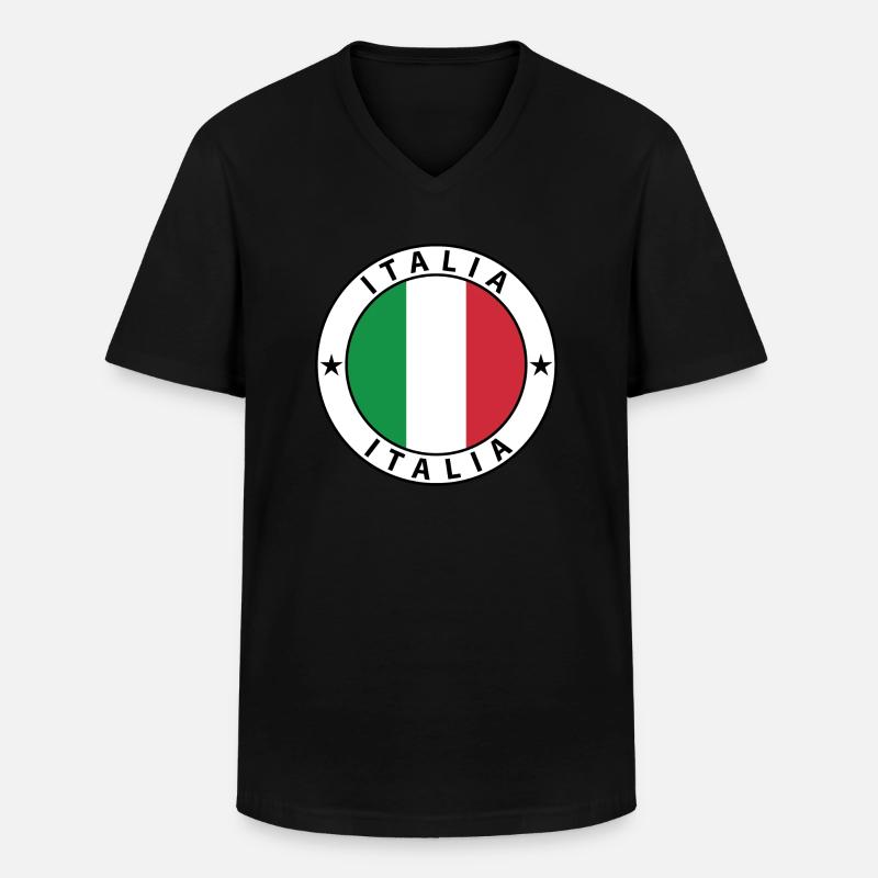 Italia - Männer-T-Shirt mit V-Ausschnitt - Schwarz