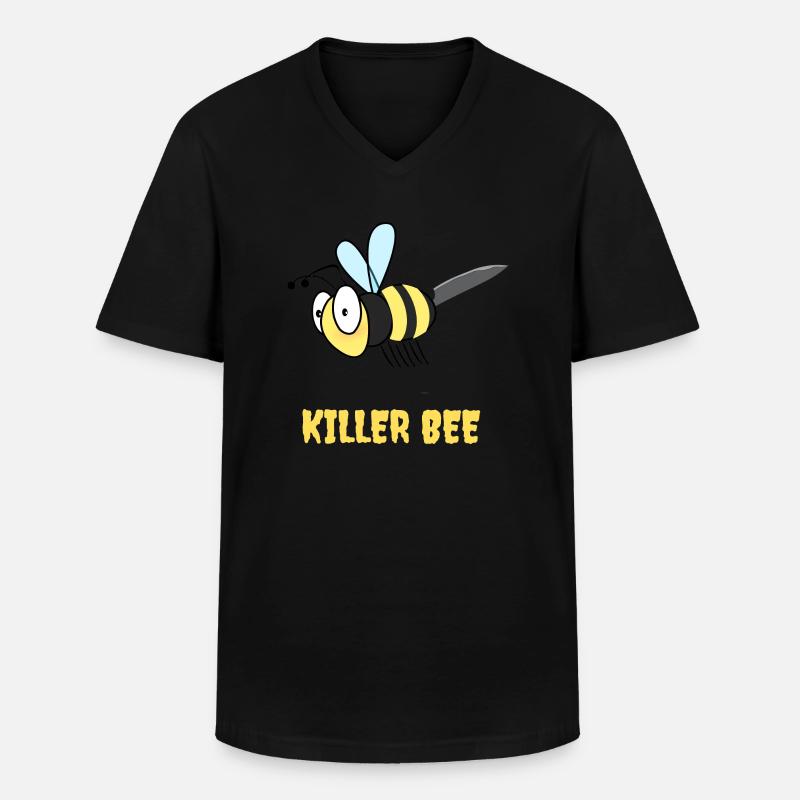 KILLER BEE - Männer-T-Shirt mit V-Ausschnitt - Schwarz