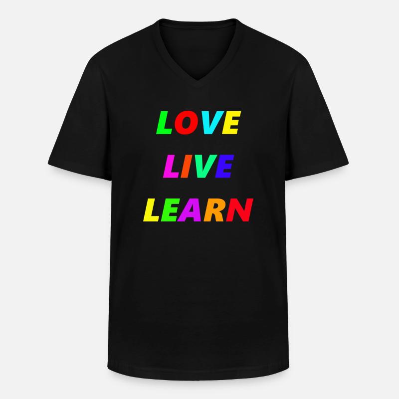 LOVE LIVE LEARN - Männer-T-Shirt mit V-Ausschnitt - Schwarz