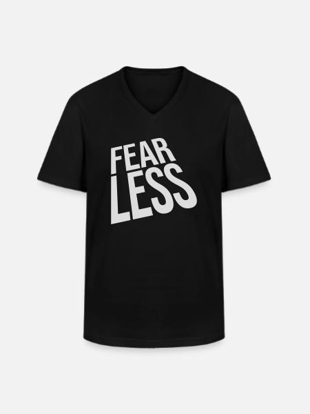 fearless Text Zitat Design - Männer-T-Shirt mit V-Ausschnitt - Schwarz