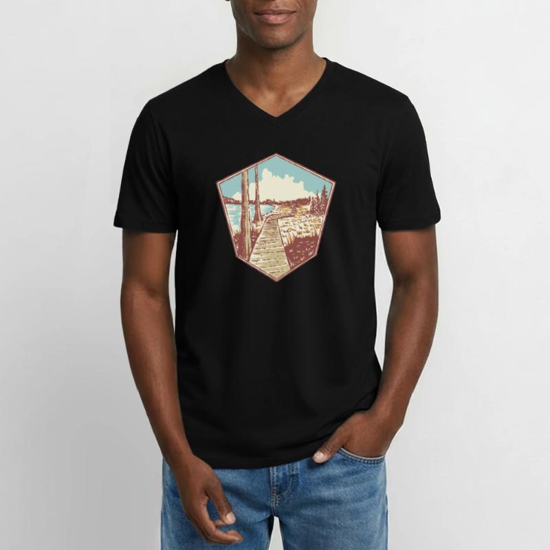 Oderteich Harz Souvenir Männer-T-Shirt mit V-Ausschnitt