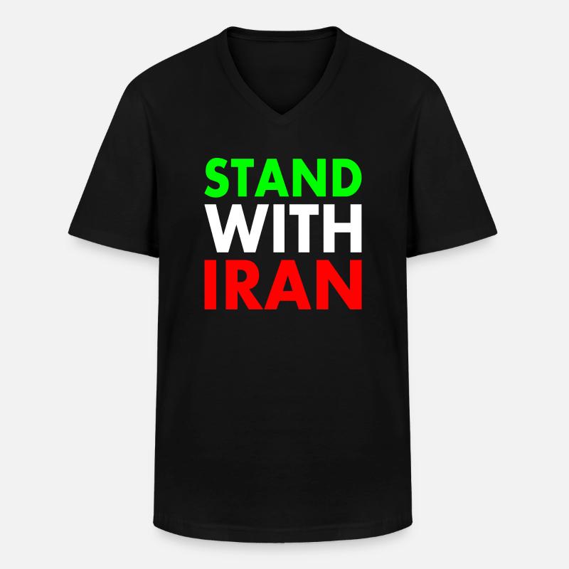 Stand with iran - Männer-T-Shirt mit V-Ausschnitt - Schwarz
