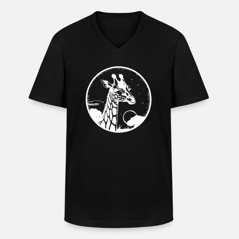 Giraffe Sonne - Männer-T-Shirt mit V-Ausschnitt - Schwarz