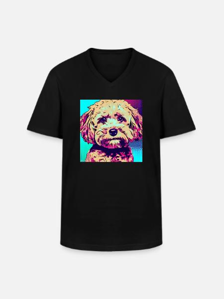 Poodle Cross Pop Art - Men's V-Neck T-Shirt - black