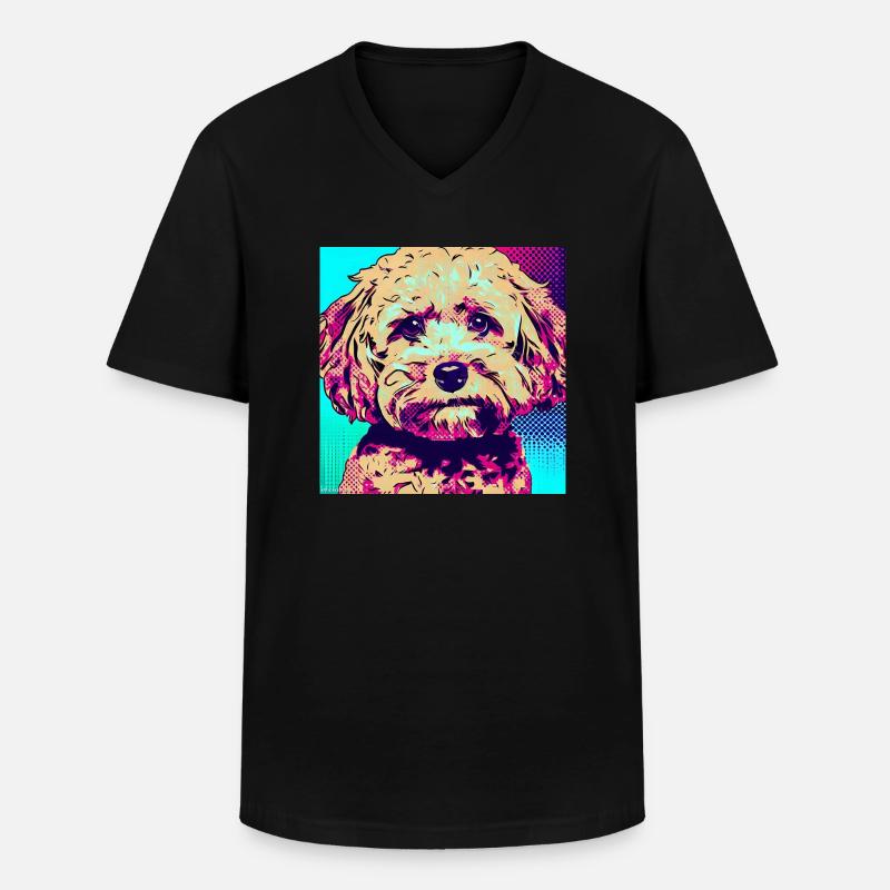 Pudel Kreuz Pop Art - Männer-T-Shirt mit V-Ausschnitt - Schwarz