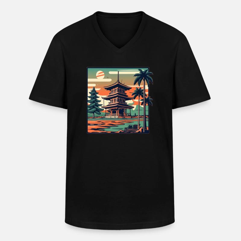 Japanese - Männer-T-Shirt mit V-Ausschnitt - Schwarz