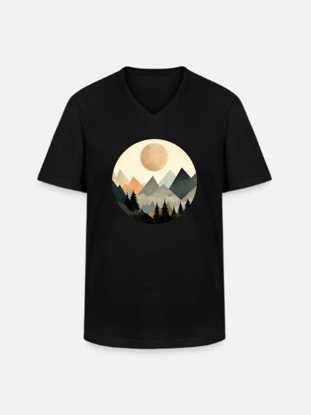 Berge - Männer-T-Shirt mit V-Ausschnitt - Schwarz