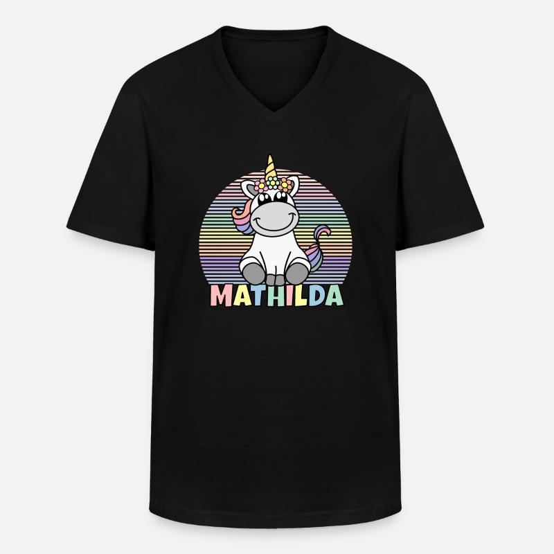 Mathilda Einhorn Name - Männer-T-Shirt mit V-Ausschnitt - Schwarz