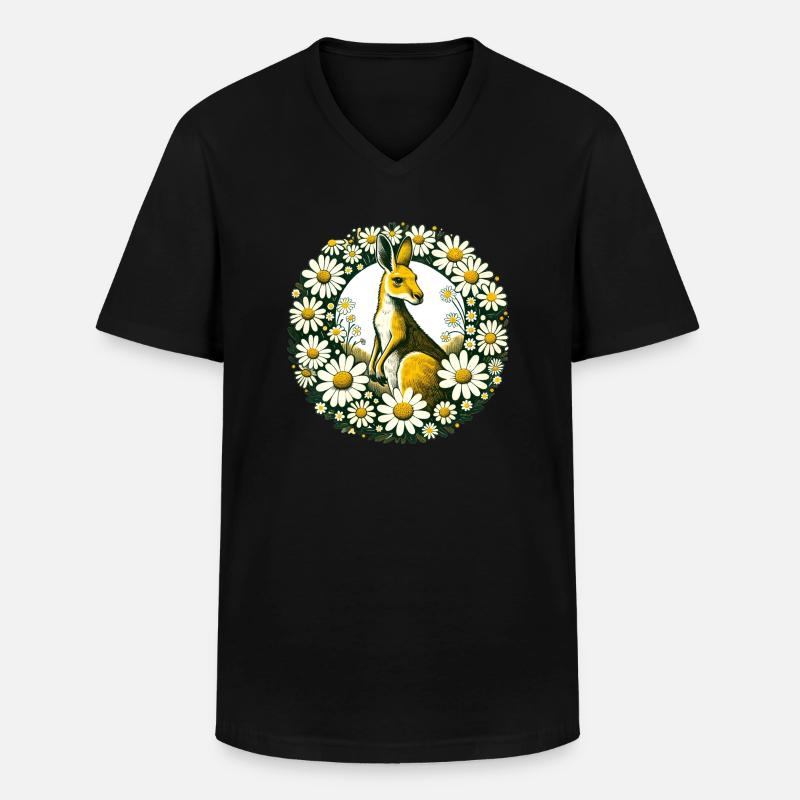 Australisches Känguru - Männer-T-Shirt mit V-Ausschnitt - Schwarz