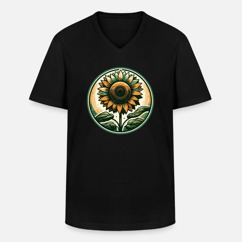 Sonnenblume - Männer-T-Shirt mit V-Ausschnitt - Schwarz