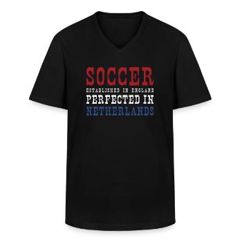 Nederlands Voetbal Nederland - Klassiek mannen T-shirt met V-hals - zwart - Voor - AI Model Male 178 dark (178cm)