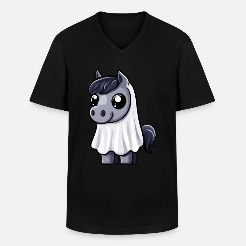 Pferd Halloween Comic Geist - Männer-T-Shirt mit V-Ausschnitt - Schwarz