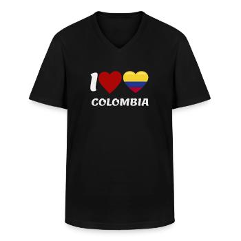 Cool News I Love Colombia Country Flag Gift Idea - Men's V-Neck T-Shirt - black - Front - AI Model Male 178 dark (178cm)