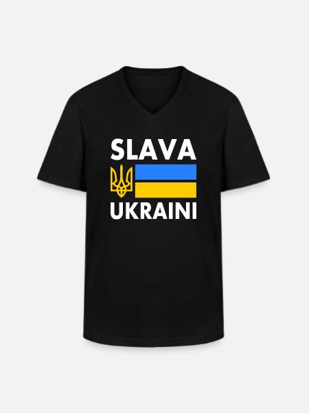 Slava ukraini - Men's V-Neck T-Shirt - black