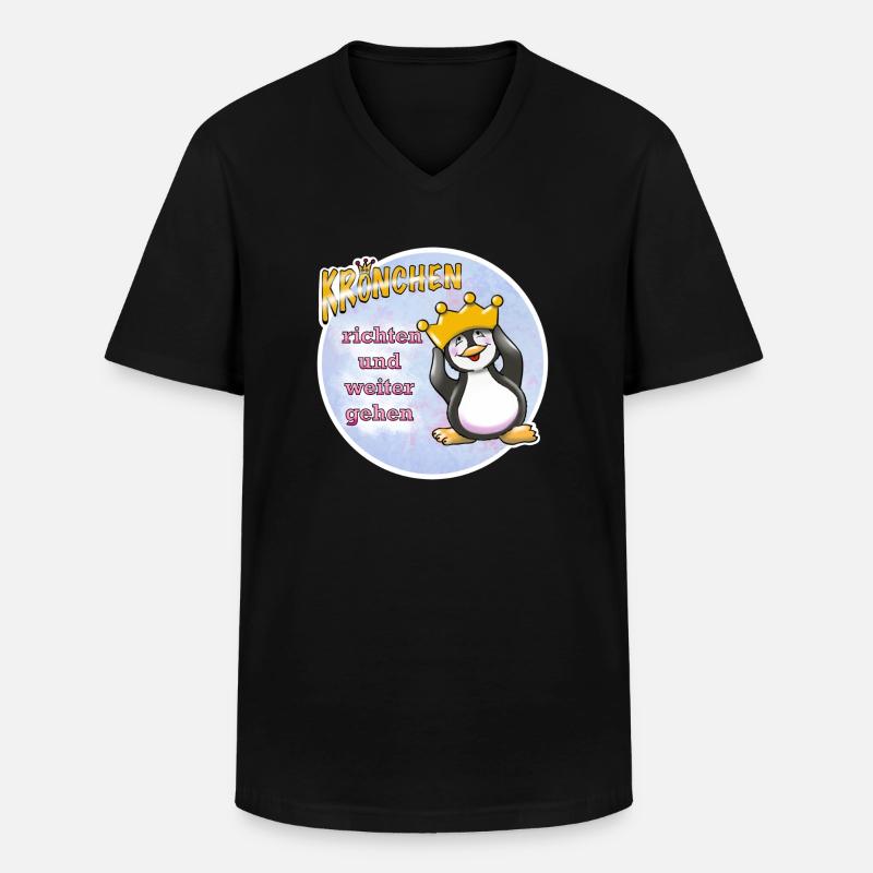 Krönchen richten Pinguin - Männer-T-Shirt mit V-Ausschnitt - Schwarz