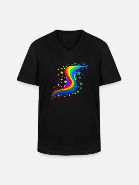 Rainbow with stars - Men's V-Neck T-Shirt - black