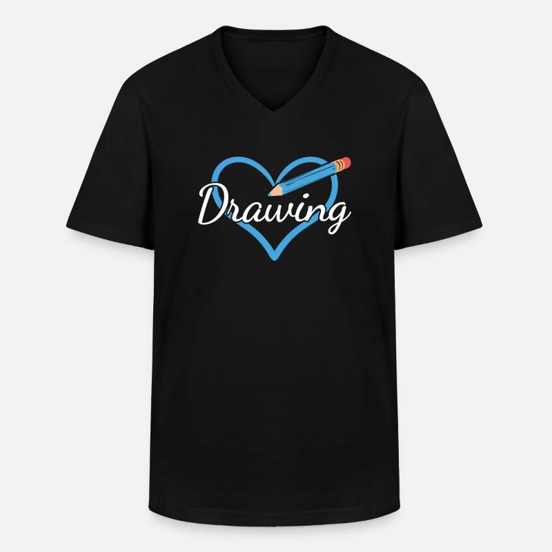 Drawer Heart Drawing - Männer-T-Shirt mit V-Ausschnitt - Schwarz