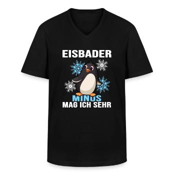 eisbader winterbader eisloch - Männer-T-Shirt mit V-Ausschnitt - Schwarz - Vorne - AI Model Male 178 dark (178cm)