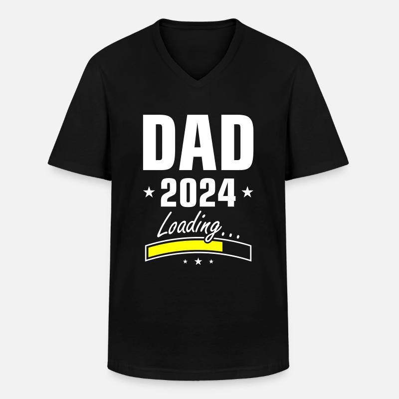 Dad 2024 Loading Papa - Männer-T-Shirt mit V-Ausschnitt - Schwarz