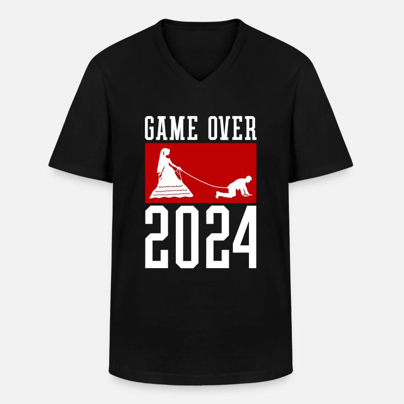 Game Over 2024 Hochzeit - Männer-T-Shirt mit V-Ausschnitt - Schwarz