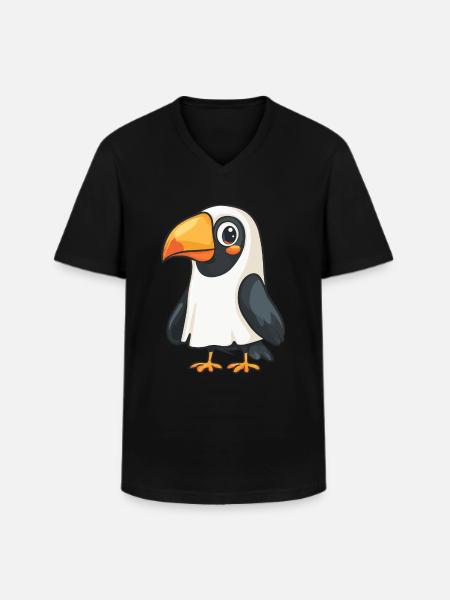 Toucan Bird Halloween Funny Ghost - Men's V-Neck T-Shirt - black