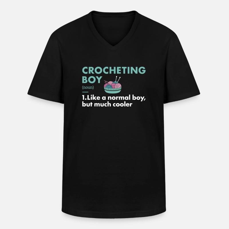 Crocheter Boy Definition Crocheting - Männer-T-Shirt mit V-Ausschnitt - Schwarz