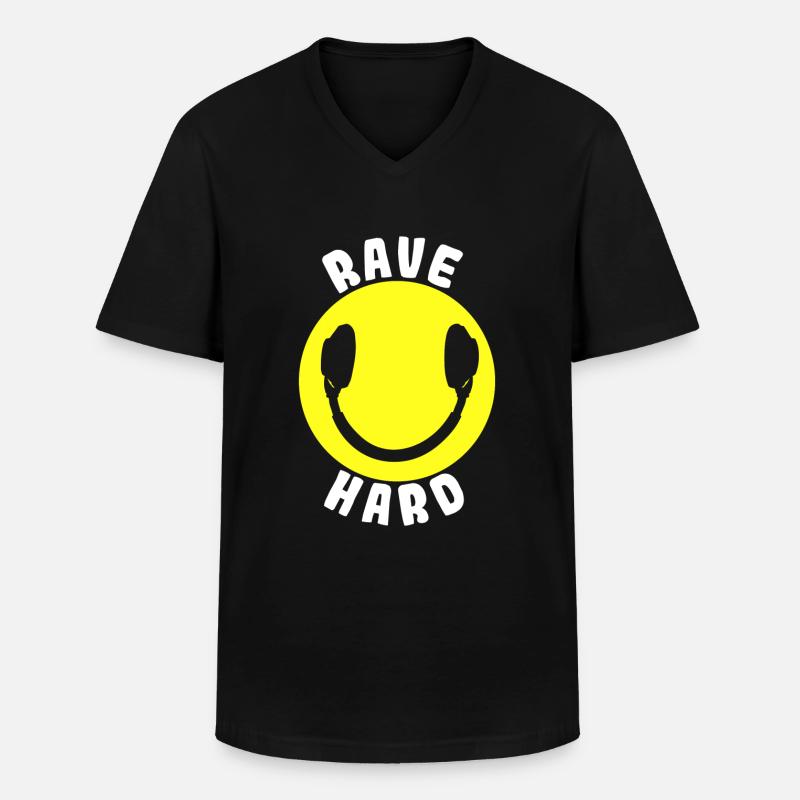 Rave Raver Techno - Männer-T-Shirt mit V-Ausschnitt - Schwarz