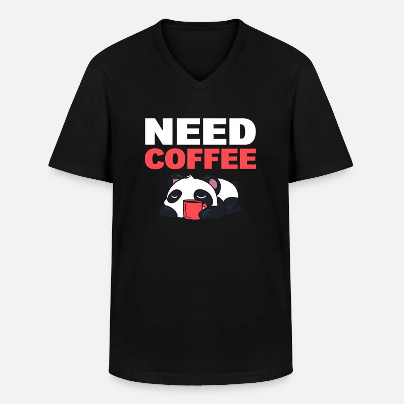 Need Coffee Kaffee - Männer-T-Shirt mit V-Ausschnitt - Schwarz