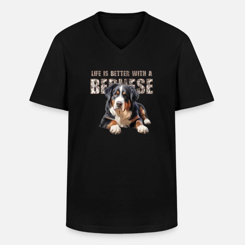 Berner Sennenhund - Männer-T-Shirt mit V-Ausschnitt - Schwarz