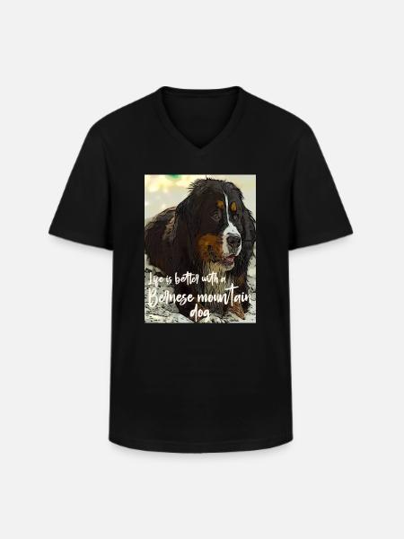 Bouvier bernois - T-shirt col V Homme - noir