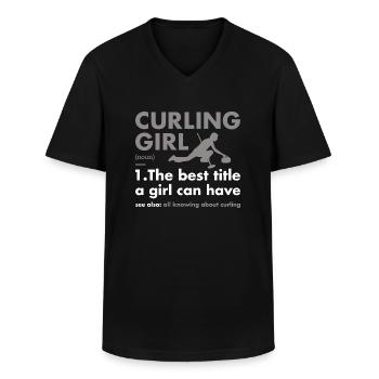 Sport Girl Definition Curling - Men's V-Neck T-Shirt - black - Front - AI Model Male 178 dark (178cm)