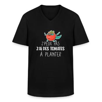 Cadeau drôle humour tomate potager jardin - T-shirt col V Homme - noir - Devant - AI Model Male 178 dark (178cm)