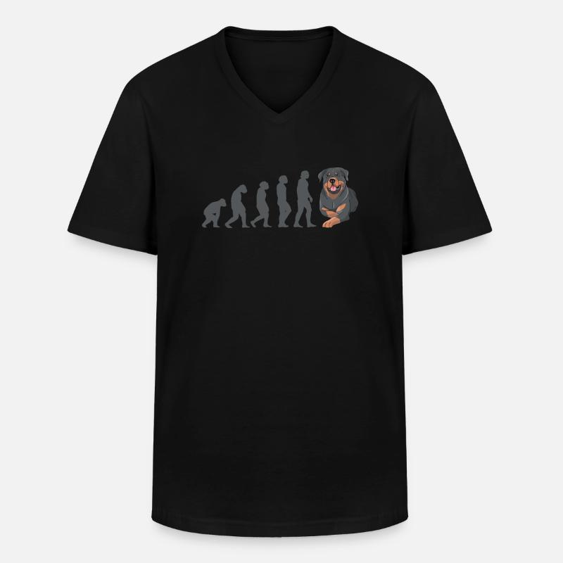 Evolution Rottweiler - Männer-T-Shirt mit V-Ausschnitt - Schwarz
