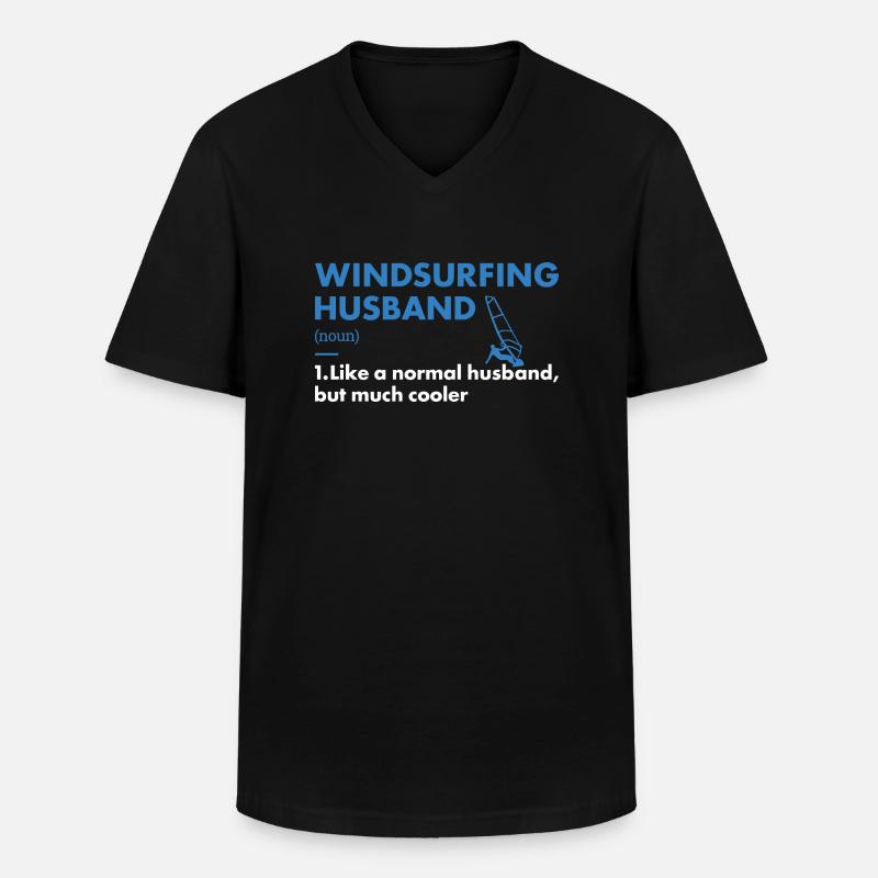 Sport Husband Windsurfing - Männer-T-Shirt mit V-Ausschnitt - Schwarz