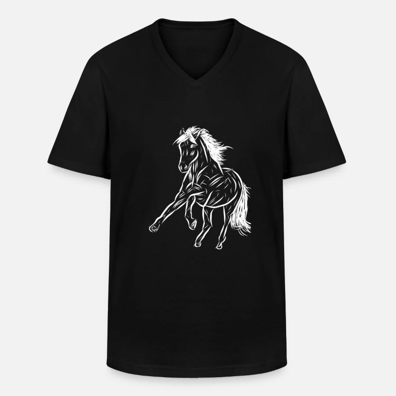Pferd - Männer-T-Shirt mit V-Ausschnitt - Schwarz