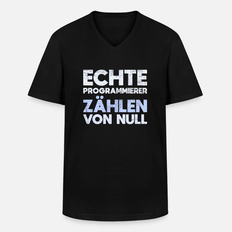 Echte Programmierer Zählen Von Null - Männer-T-Shirt mit V-Ausschnitt - Schwarz