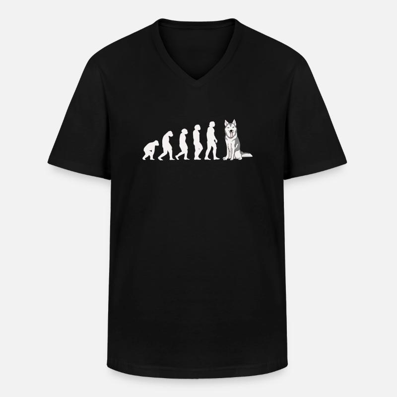 Evolution Husky sibérien - T-shirt col V Homme - noir