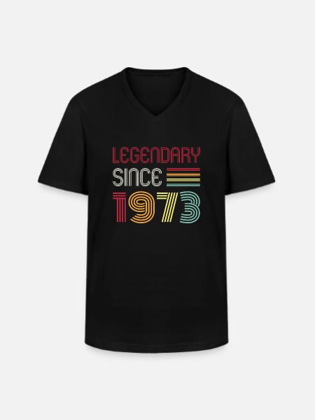 Birthday Legendary Since 1973 - Männer-T-Shirt mit V-Ausschnitt - Schwarz