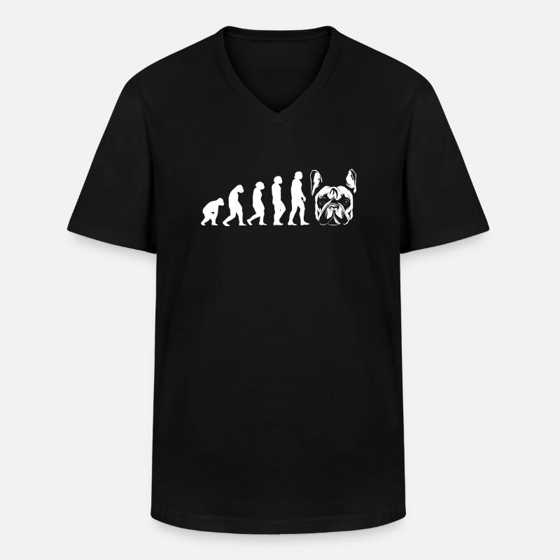 Evolution French Bulldog - Männer-T-Shirt mit V-Ausschnitt - Schwarz