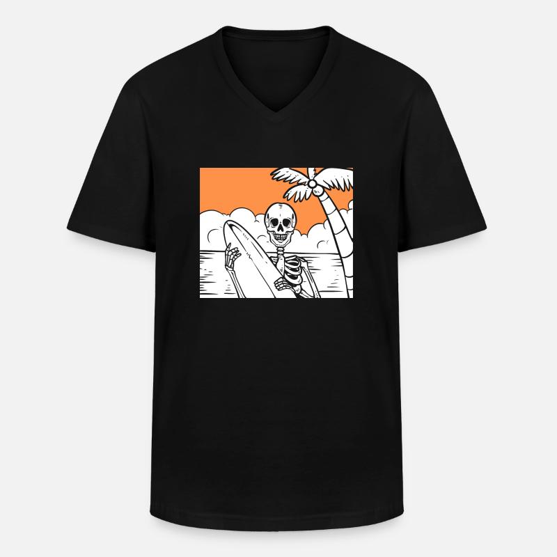 Skelettsurfer Professioneller Surfer - Männer-T-Shirt mit V-Ausschnitt - Schwarz