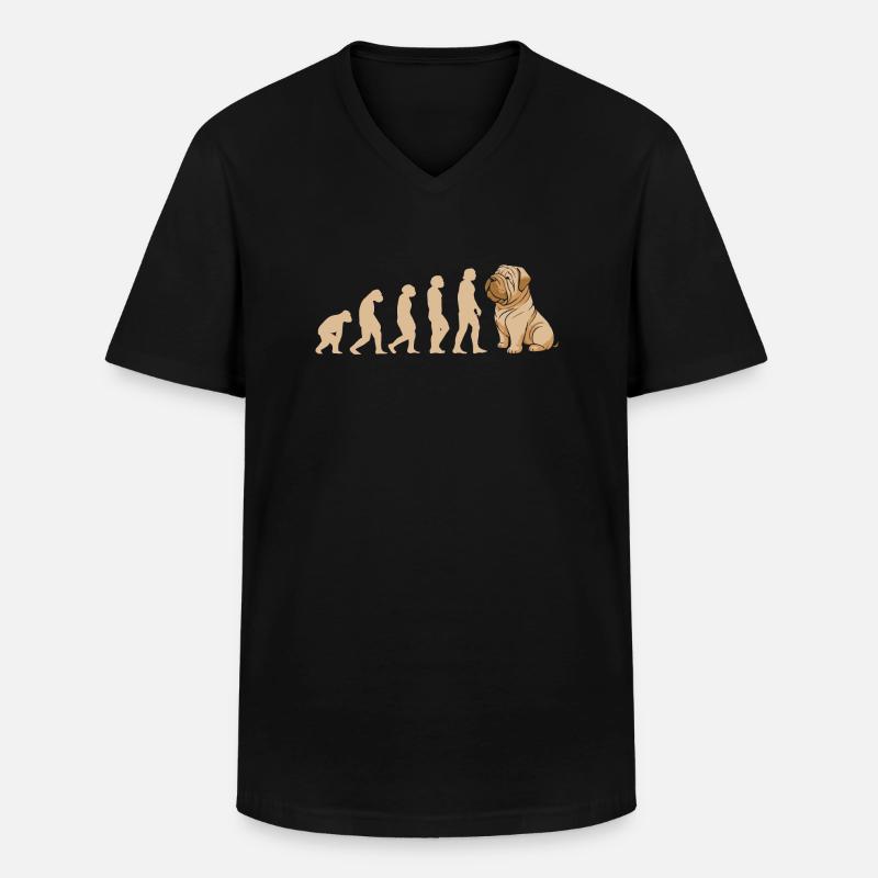 Evolution Shar Pei - Männer-T-Shirt mit V-Ausschnitt - Schwarz