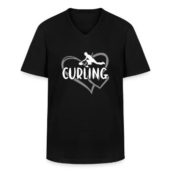 Sport Heart Curling - Men's V-Neck T-Shirt - black - Front - AI Model Male 178 dark (178cm)
