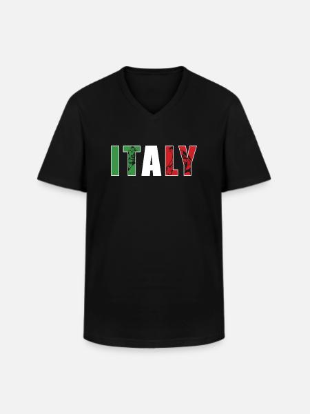 Italy Rugby - Men's V-Neck T-Shirt - black