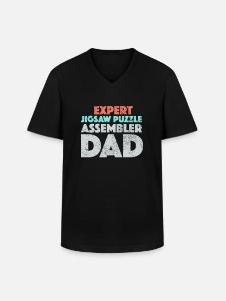 L’expert Jigsaw Puzzle Assembler Papa - T-shirt col V Homme - noir