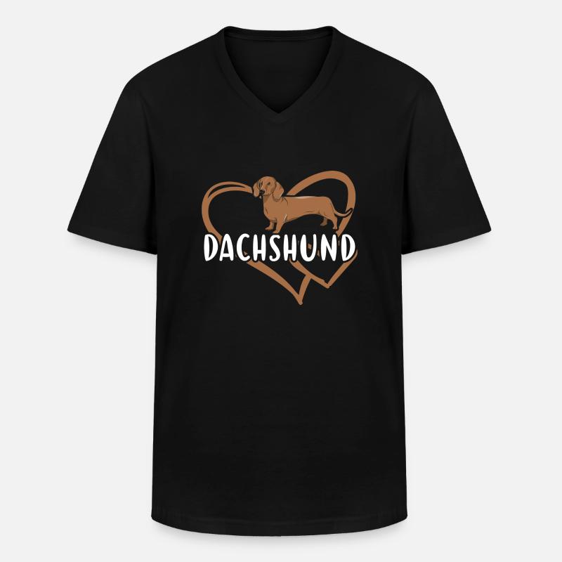 Dachshund Heart - Männer-T-Shirt mit V-Ausschnitt - Schwarz