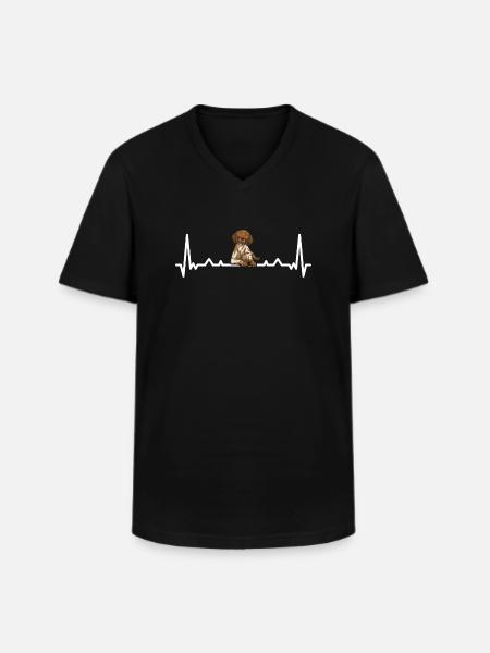Heartbeat German Shorthaired Pointer - Men's V-Neck T-Shirt - black