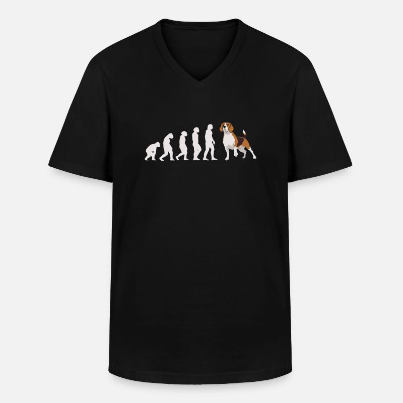Evolution Beagle - Männer-T-Shirt mit V-Ausschnitt - Schwarz
